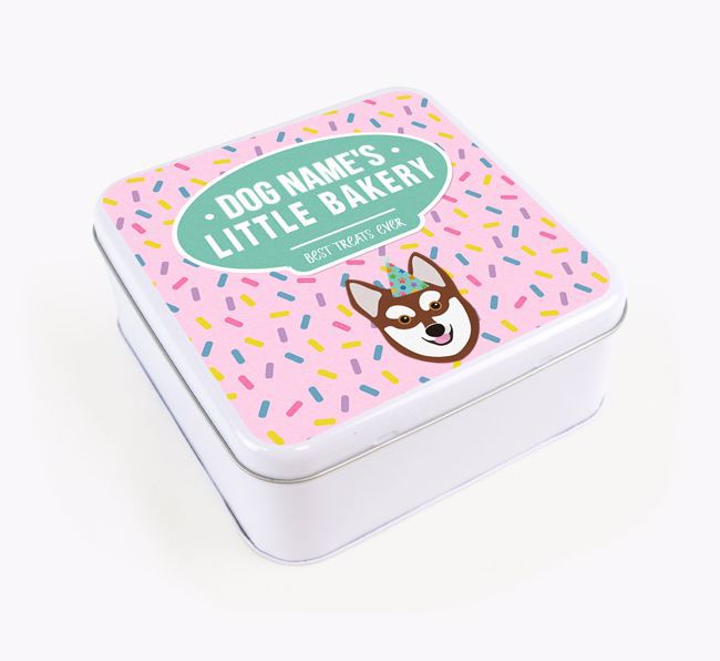 'Little Bakery' Square Treat Tin with {breedFullName} Icon